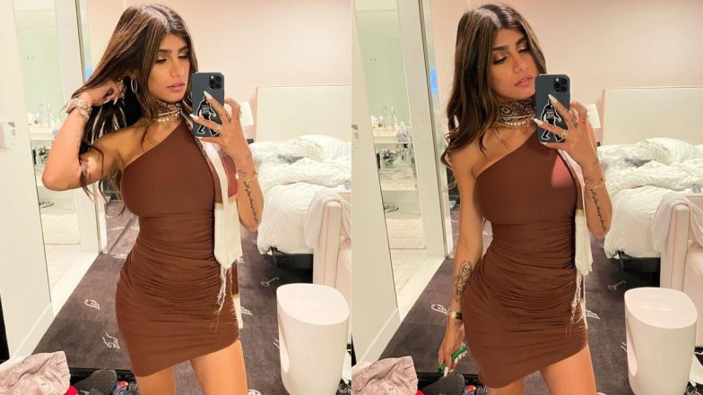 Mia Khalifa Looks Like a Bombshell in Sexy Ruched Bodycon Dress, View Hot Pics