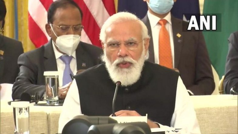 Quad Summit 2021: PM Narendra Modi Says ‘Quad Vaccine Initiative Will Help People of Indo-Pacific Nations’ (Watch Video)