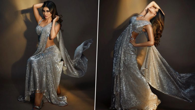 Mouni Roy Is a Style Goddess in a Shimmery Silver Metallic Saree (View Pics)