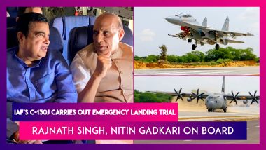 IAF's C-130J Super Hercules Carries Out Emergency Landing Trial, Rajnath Singh, Nitin Gadkari, Air Chief Marshal RKS Bhadauria On Board