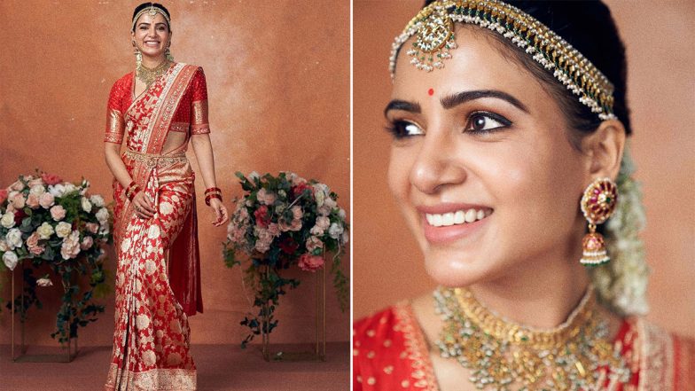 Samantha Akkineni Dressed in a Classic Red Banarasi Saree Is a Bridal Look To Bookmark Now! (View Pics)