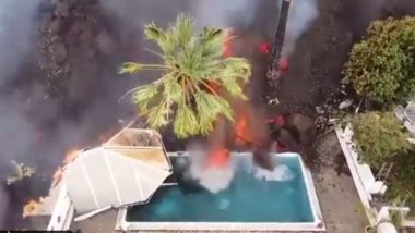 Lava From Cumbre Vieja Volcano Fills Swimming Pool In La Palma of Spain’s Canary Islands (Watch Video)