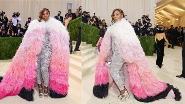 Met Gala 2021: Serena Williams Dresses to the Nines, Wears Gucci Silver Bodysuit With Pink Feather Cape