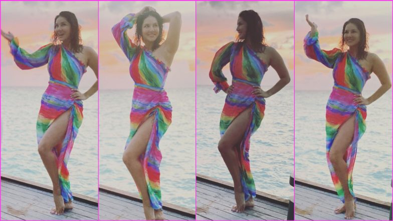 Sunny Leone Feels Her Colourful One-Shoulder Dress Is ‘Perfect Dress for an Island Getaway’, Shares Pics