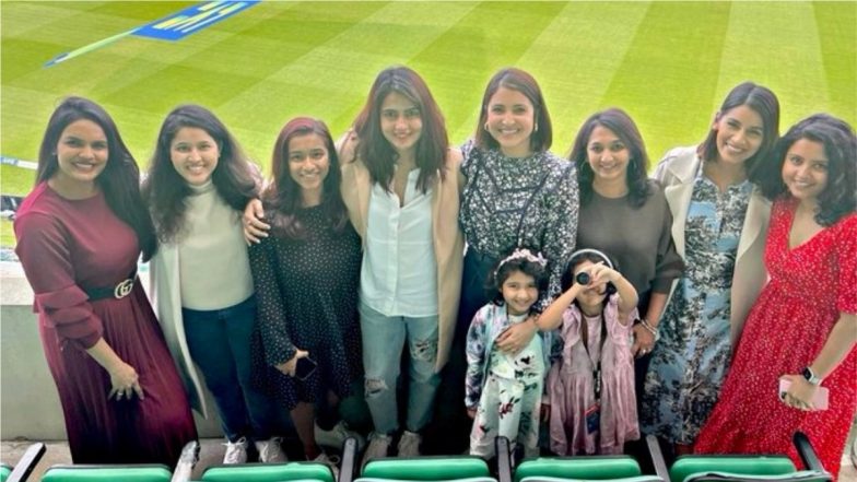 WAGS on Camera! Anushka Sharma, Prithi Ashwin, Sanjana Ganesan and Wives of Other Indian Cricketers Strike a Pose During IND vs ENG Oval Test (View Pics)