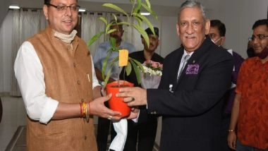 India News | CDS General Bipin Rawat Meets Uttarakhand Chief Minister, Discusses Issues Concerning State