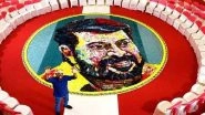 India News | Man Creates Giant Portrait Using 600 Mobile Phones for Actor Mammootty on 70th Birthday