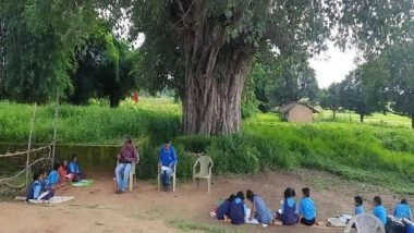 India News | Chhattisgarh: Balrampur Govt School Building in Dilapidated State, Students Forced to Take Classes Under Tree