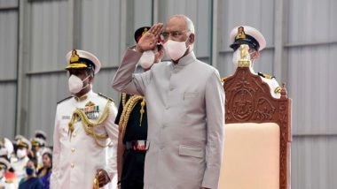 India News | President Kovind Presents President's Colour to Naval Aviation at INS Hansa
