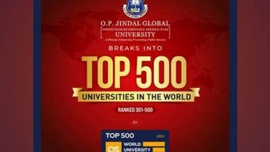Business News | O.P. Jindal Global University Breaks into the World's Top 500 Universities in the QS Graduate Employability Rankings 2022