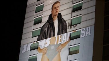 Justin Bieber ‘Models’ for Kim Kardashian’s SKIMS in LA Billboard Mishap, Hilarious Pic Goes Viral (See Photo)