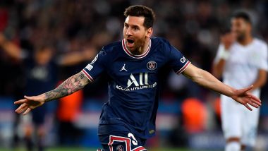 Lionel Messi Reacts After Scoring First Goal for PSG Against Manchester City in UCL 2021-22, Says ‘Happy For a Win’