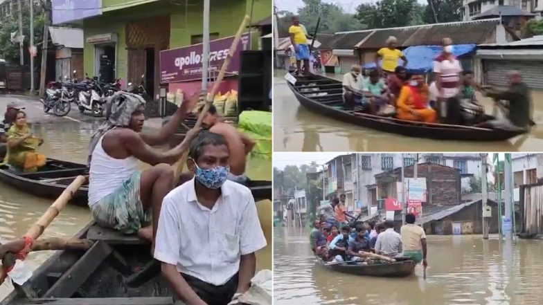 West Bengal Rains: People Use Boats Amid Heavily Waterlogged Streets of Ghatal Subdivision in West Midnapore (Watch Video)