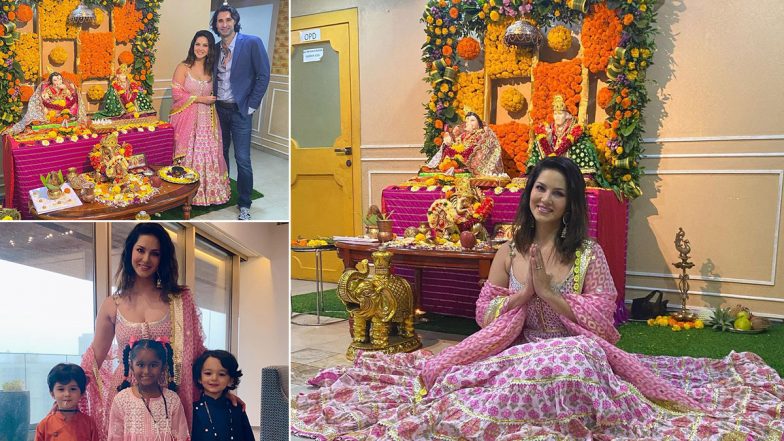 Ganesh Chaturthi 2021: Sunny Leone Celebrates the Festival With Her Family, Shares Beautiful Pictures With Hubby Daniel Weber and Kids