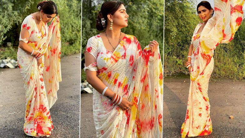 Sapna Choudhary’s Gorgeous Tie-Dye Saree Is Perfect Fit for Ganesh Chaturthi 2021 Festivities (View Photos)