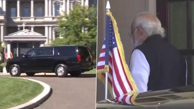 PM Narendra Modi Arrives at White House For Bilateral Meeting With US President Joe Biden (Watch Video)
