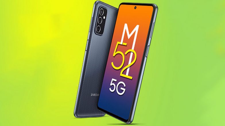 Samsung Galaxy M52 5G Smartphone To Be Launched in India Tomorrow at 12 pm IST; Expected Prices, Features & Specifications