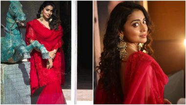 Ganesh Chaturthi 2021: Shriya Saran Giving is Us Some Festive Outfit Goals With Her Red Sharara (View Pics)