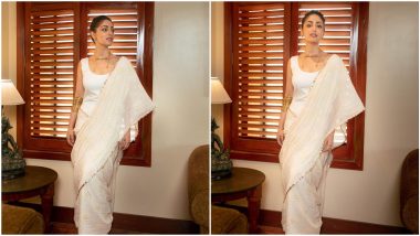 Ganesh Chaturthi 2021: Yami Gautam's White Saree Dress is The Perfect and Atypical Outfit to Wear this Festive Season (View Pics)