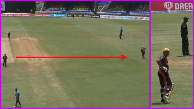 Kieron Pollard Protests in a Unique Way Against Umpire Who Denied Trinbago Knight Riders a Wide Ball During CPL 2021 Match (Watch Video)