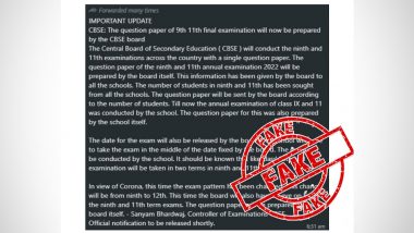 CBSE To Prepare Question Papers for Class 9 & Class 11 Final Examinations? PIB Fact Check Debunks Fake Claims, Reveals Truth