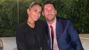 Lionel Messi Poses With Wife Antonela Roccuzzo in Paris With Eiffel Tower in the Background (See Photo)