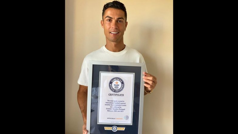 Cristiano Ronaldo Makes Guinness World Record With Most Goals in International Football, Poses With Certificate (View Pic)