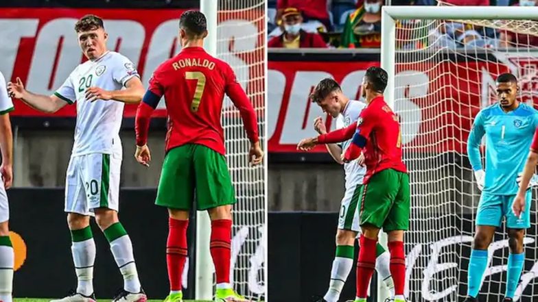 Cristiano Ronaldo Slap Video: Watch Portugal Captain Hit Opponent Dara O’Shea Before Missing Out on a Penalty Against Ireland, Escapes Red Card During FIFA World Cup 2022 Qualifiers