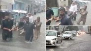 Gujarat Rains: Heavy Showers Disrupt Normal Life in Rajkot, Waterlogging Reported in Several Areas (Video)