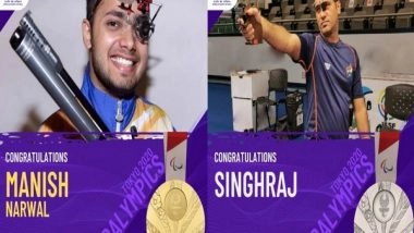 India News | Union Ministers Pour Wishes to Shooters Manish, Singhraj for Clinching Gold Medal at Tokyo Paralympics