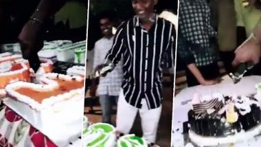 Cake Cutting Done With iPhone! Karnataka BJP MLA’s Son Cuts Birthday Cakes With Expensive iPhone, Draws Flak (Watch Viral Video)