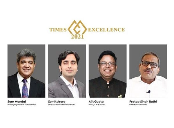 Business News | Sumit Arora, Pratap Singh Rathi, Som Mandal and Ajit Gupta Bag Times Excellence Awards 2021