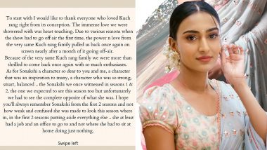 Erica Fernandes Addresses Her Exit From Kuch Rang Pyaar Ke Aese Bhi, Pens a Long Note to Explain Why She Took This Decision