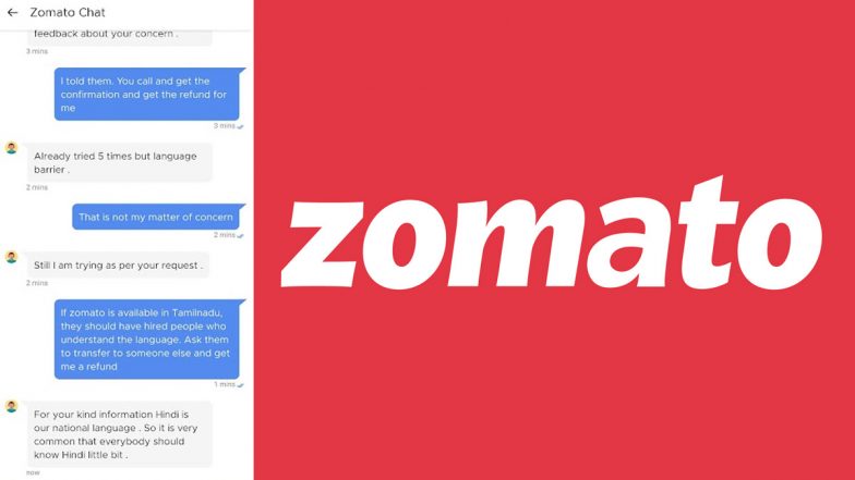Zomato Issues Apology After Its Customer Care Employee Refers Hindi as National Language