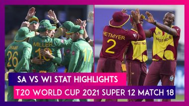 SA vs WI Stat Highlights T20 World Cup 2021: Proteas Register First Win of the Tournament