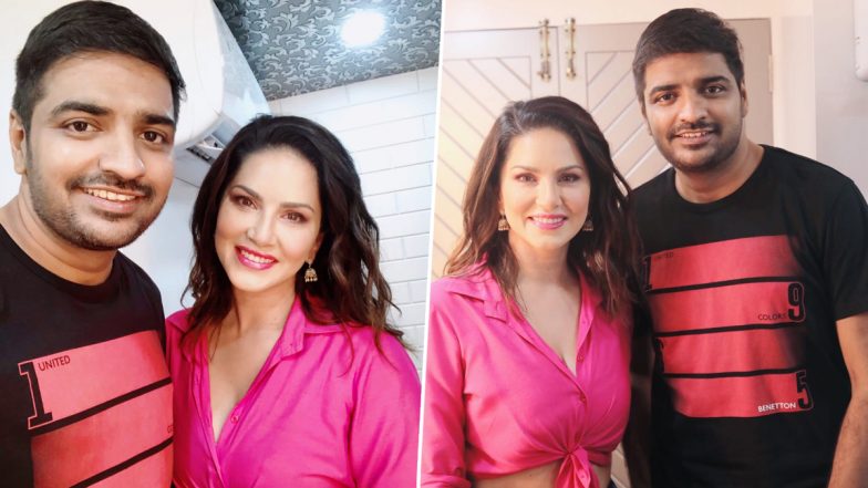 Oh My Ghost: Sunny Leone Poses With Co-Star Sathish On The Sets Of Their Upcoming Tamil Film (View Pics)