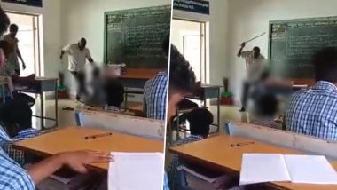 Tamil Nadu School Teacher Kicks Class 12 Student, Brutally Thrashes Him With Cane Stick In Cuddalore District; Video Goes Viral