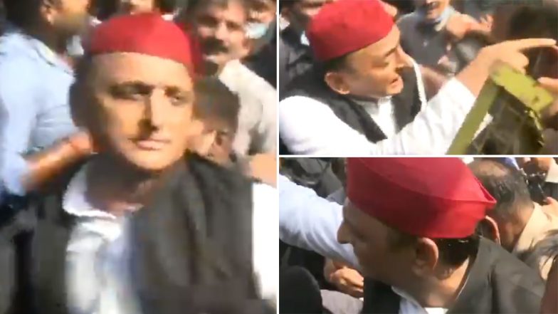 Lakhimpur Kheri Violence: Akhilesh Yadav Taken Into Custody by Lucknow Police After Samajwadi Party President Stages Sit-In Protest (Watch Video)