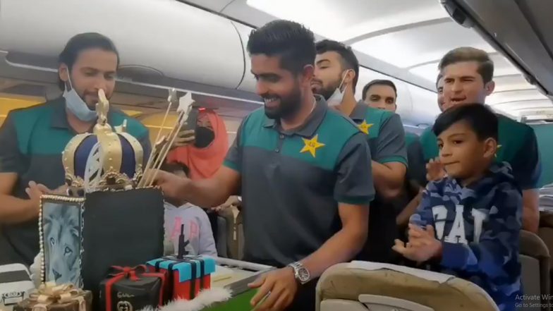 Watch Babar Azam Celebrates his Birthday at 36,000ft Mid-Air With Pakistan Cricket Teammates (Video Inside)