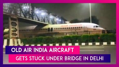 Old Air India A320 Aircraft Being Transported By Road Gets Stuck Under Bridge In Delhi