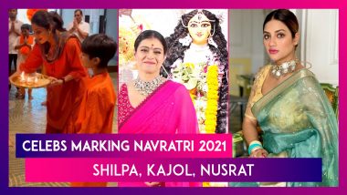 Celebs Marking Navratri 2021: Shilpa Shetty Celebrates With Her Kids Viaan & Samisha, Kajol Attends Durga Puja