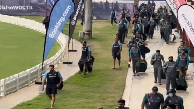 Sports News | T20 WC: India and Pakistan Players Walk in Together for Training on Eve of Opening Battle