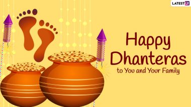 Dhanteras 2021 Wishes, Greetings & HD Images: Send WhatsApp Stickers, Diwali Greetings in Advance, Wallpapers, Telegram Photos, Lord Dhanvantari Pics, Messages, and GIFs on Dhantrayodashi Puja