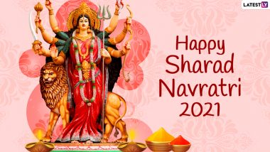Top Navratri 2021 Wishes & Full HD Images: WhatsApp Stickers, GIF Greetings, Quotes, SMS, Status and Maa Durga Wallpapers To Send to Family and Friends