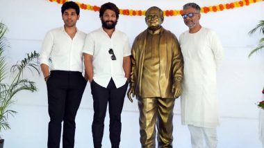 Allu Arjun Unveils Statue in Memory of Late Grandfather Allu Ramalingaiah on His Birth Anniversary