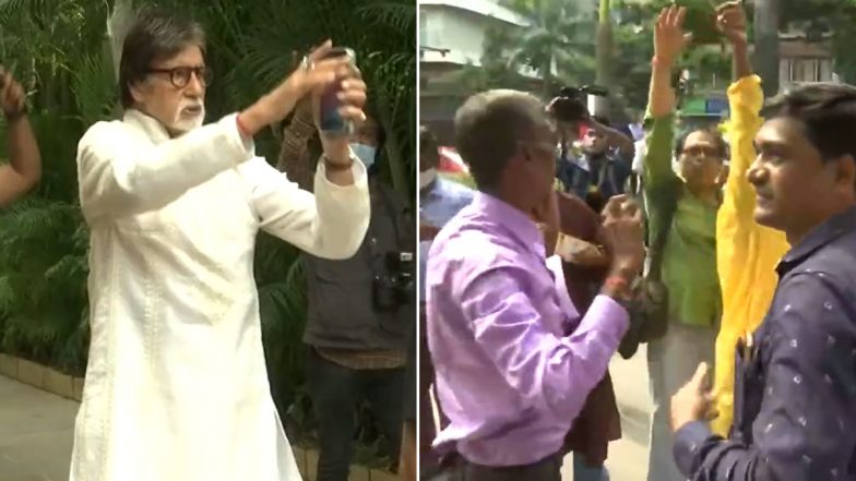 Amitabh Bachchan Turns 79! Big B Waves to Fans Who Gather Outside His Jalsa Residence To Extend Heartfelt Wishes (Watch Video)