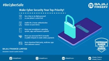 Business News | Bajaj Finance Urges Customers to Stay Safe Against Online Frauds on Electronic Platform During Festive Season