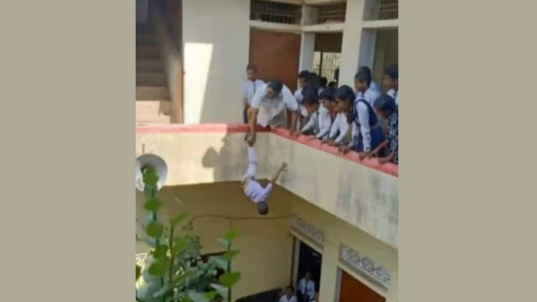 Uttar Pradesh Shocker: Principal of Private School Hangs Kid Upside Down as Punishment for Being 'Naughty While Eating', Picture Goes Viral