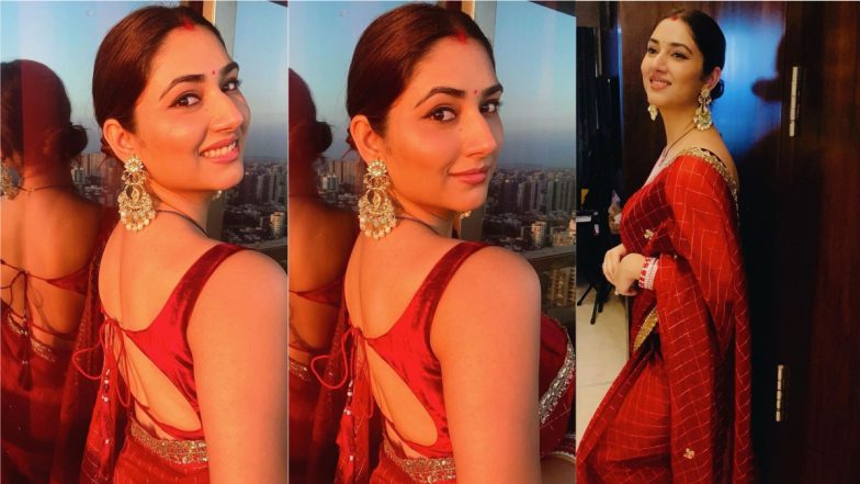 Disha Parmar Celebrates First Karwa Chauth, Bade Achhe Lagte Hain 2 Shares Beautiful Pics in Red Saree and Chandbali Earrings