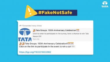 Tata Group Warns People of Fake Links Circulating on Social Media for Its 150th Anniversary Celebrations, Urges People Not To Forward Such Misleading Messages